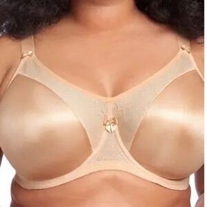 Goddess Yvette Bra GD6750SAD Full Figure Full Coverage Satin Jacquard 38J Beige